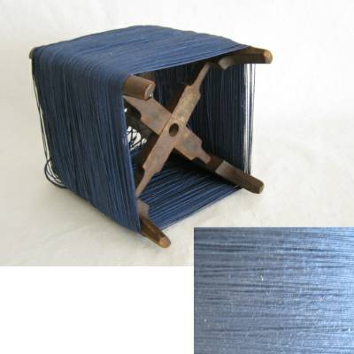 Wooden Thread Spool (Itomaki), w Blue Silk